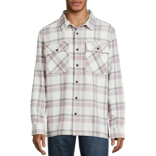 No Boundaries Men's and Big Men's Long Sleeve Flannel Layering Shirt Jacket - Walmart.com | Walmart (US)