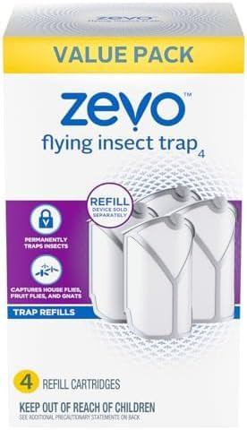 Zevo Flying Insect Trap for Indoors: Light Trap Capture Fruit Flies, Gnats and Houseflies (4 Refills Cartridges) | Amazon (US)