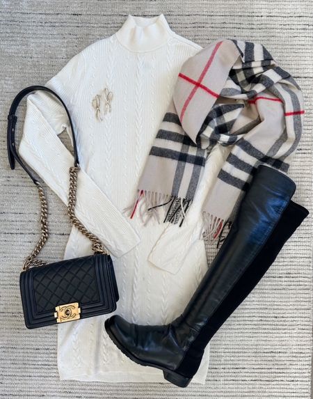 Winter outfit for the colder days! Including my favorite mockneck sweater dress that is on sale for 40% off with an extra 15% off at checkout! Paired with black purse, black boots and scarf for added warmth. Could add cashmere tights to this outfit to keep you extra warm! 

#LTKSeasonal #LTKstyletip #LTKsalealert