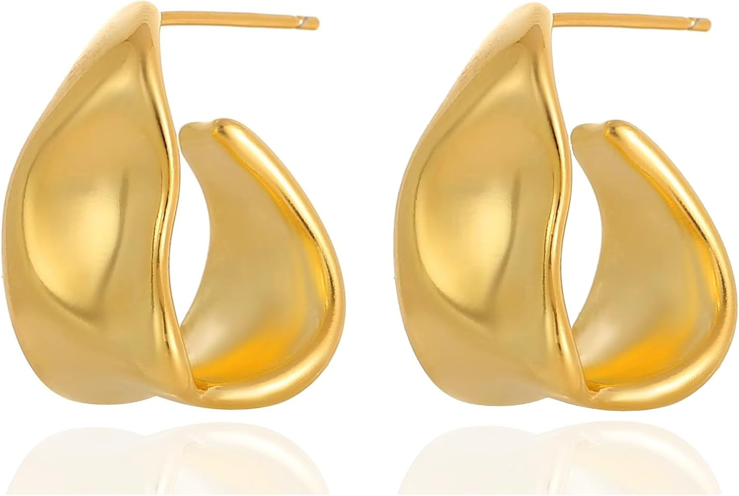 Chunky Gold Plated Earrings for Women Irregular Geometric Trendy Drop Earrings for Women | Amazon (US)