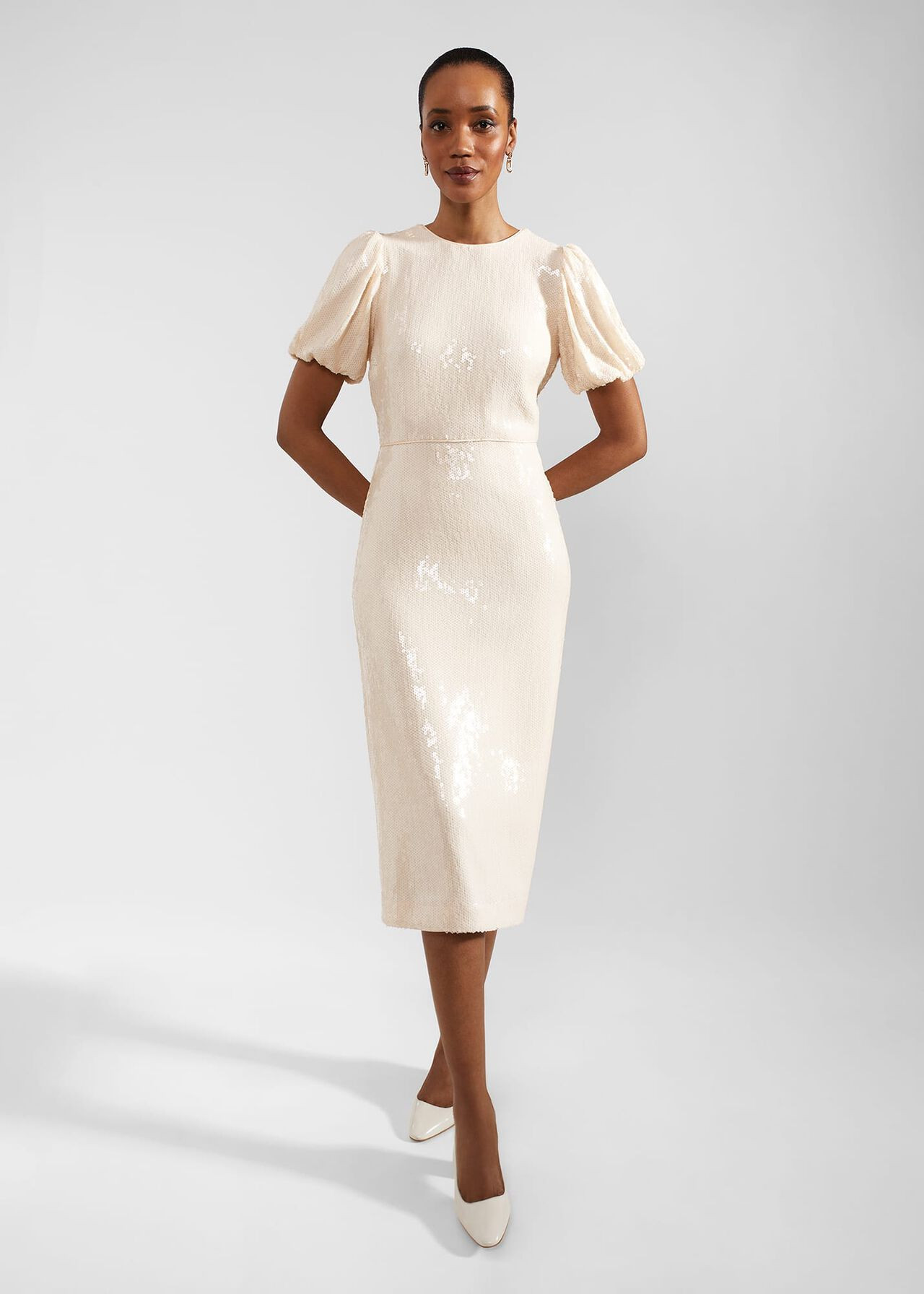 Tamzin Sequin Midi Dress | Hobbs