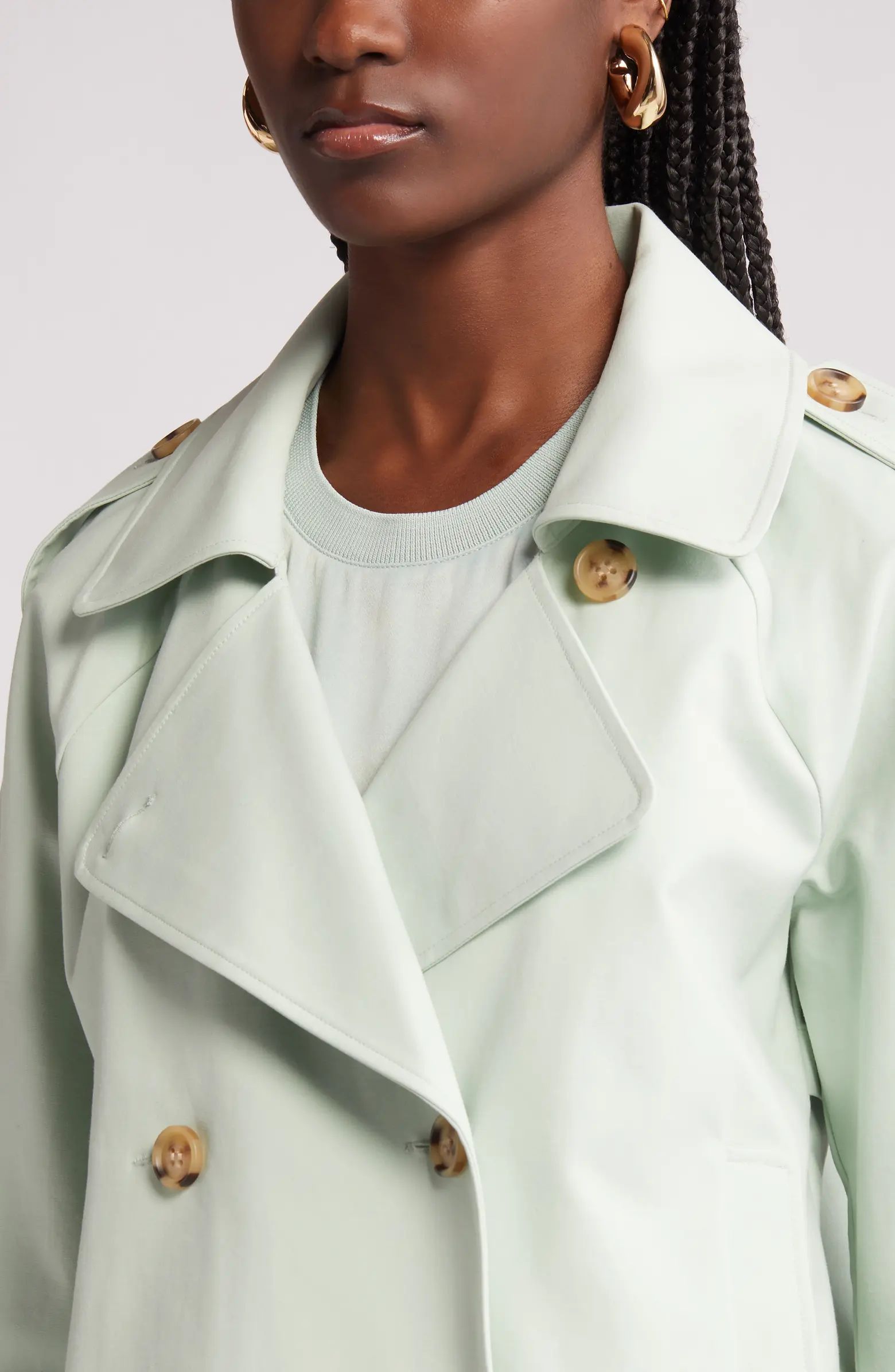 Crop Stretch Cotton Trench Coat | Nordstrom