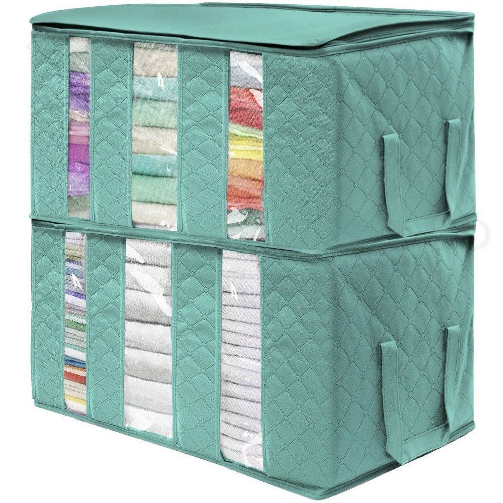 Sorbus 2pk 3 Sectional 24""x14""x11"" Foldable Fabric Storage Organizer Bag Teal | Target
