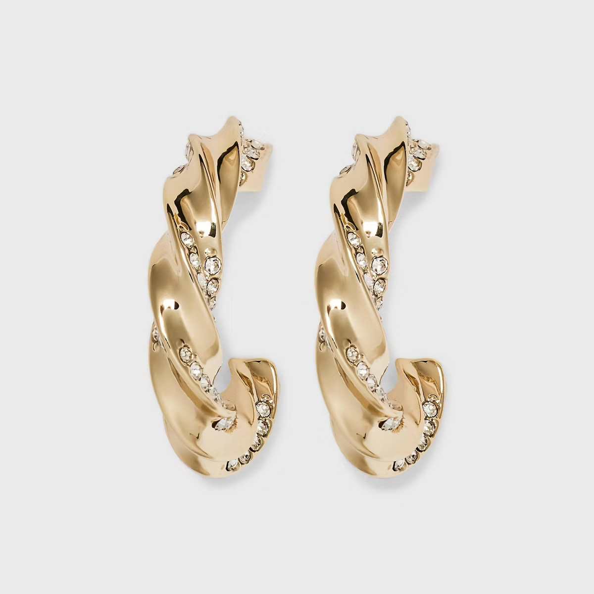 Twisted Crystal Hoop Earrings - A New Day™ Gold | Target