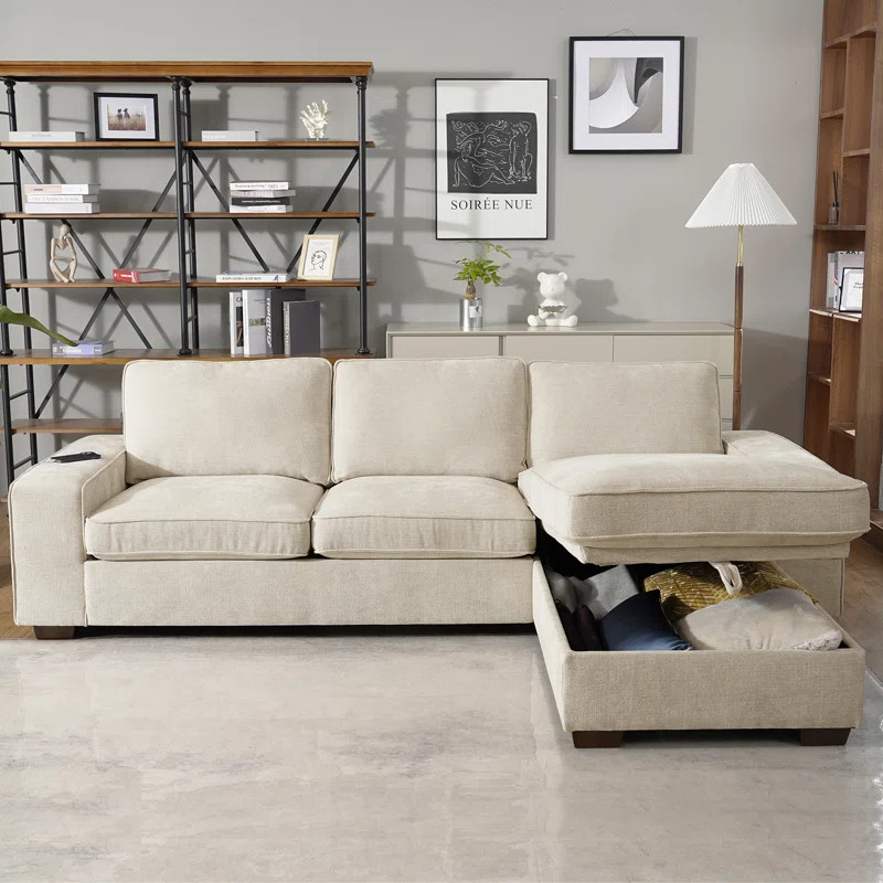 Jossilynn L-Shape Convertible Sectional Couches Sofas with Storage Chaise | Wayfair North America