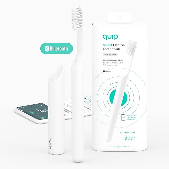 quip Adult Smart Electric Toothbrush - Sonic Toothbrush with Bluetooth & Rewards App, Travel Cove... | Amazon (US)