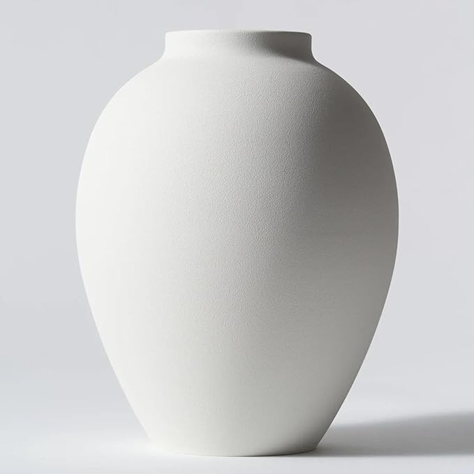 SilkSerenade Ella White Matte Flower Vase for Bedroom Kitchen Living Room Table, Contemporary Far... | Amazon (US)
