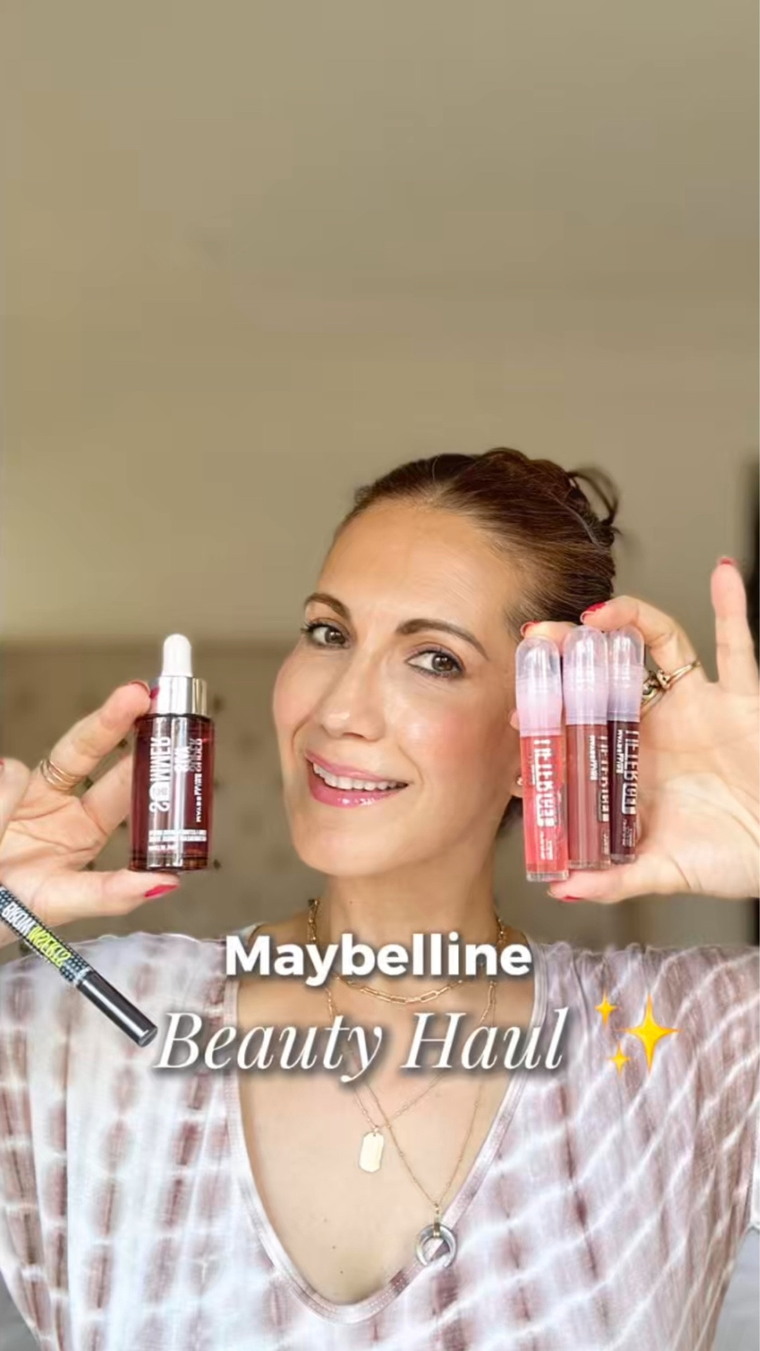 Four Lifter Gels in different shades, the Summer Shot Long Lasting Tanning Drops, and Brow Inserts… 
The tanning drops are great to achieve that sun-kissed glow! lip oil, brow products, tanning products, Maybelline

#LTKBeauty #LTKselfcare