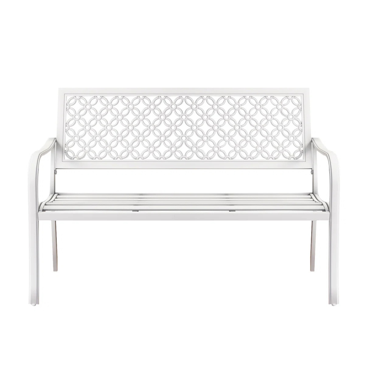 Roselynne Outdoor Steel Garden Bench with Carved Floral Back | Wayfair North America