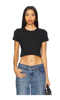 LESET Kelly Crop Slim Fit Tee in Black from Revolve.com | Revolve Clothing (Global)