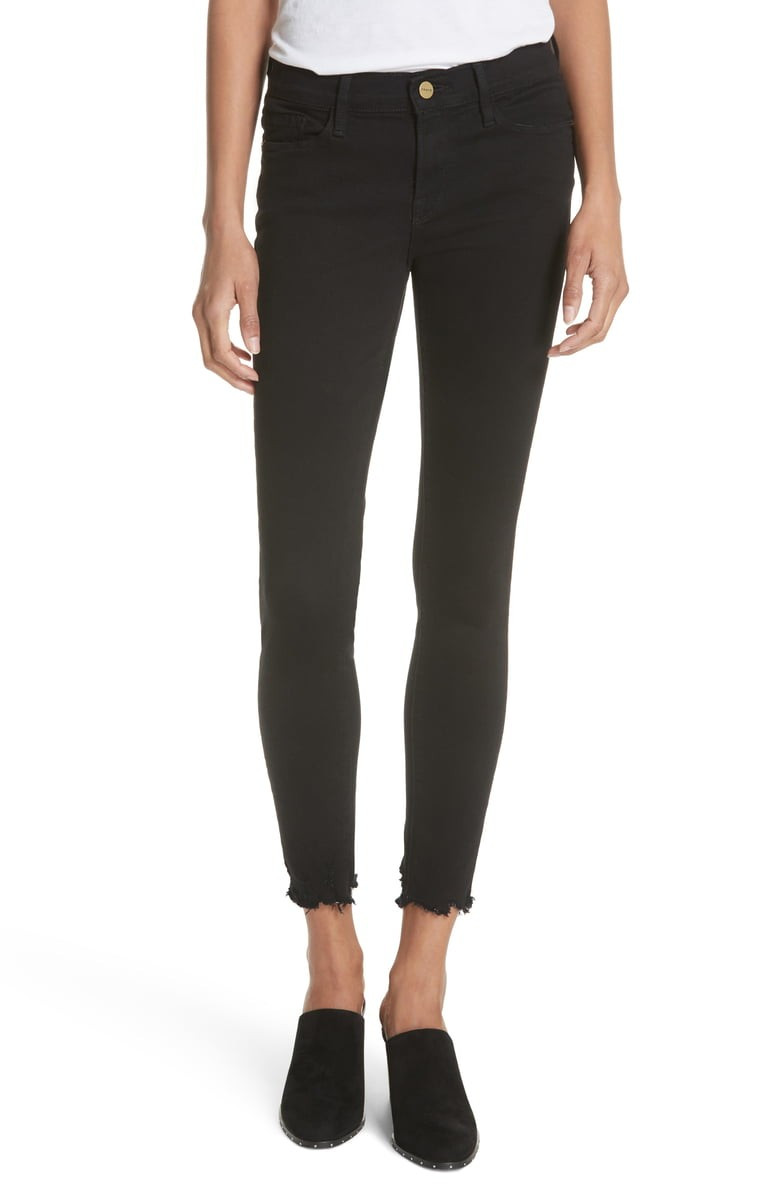FRAME Le Skinny de Jeanne Raw Hem Skinny Jeans (Noir Chew) | Nordstrom