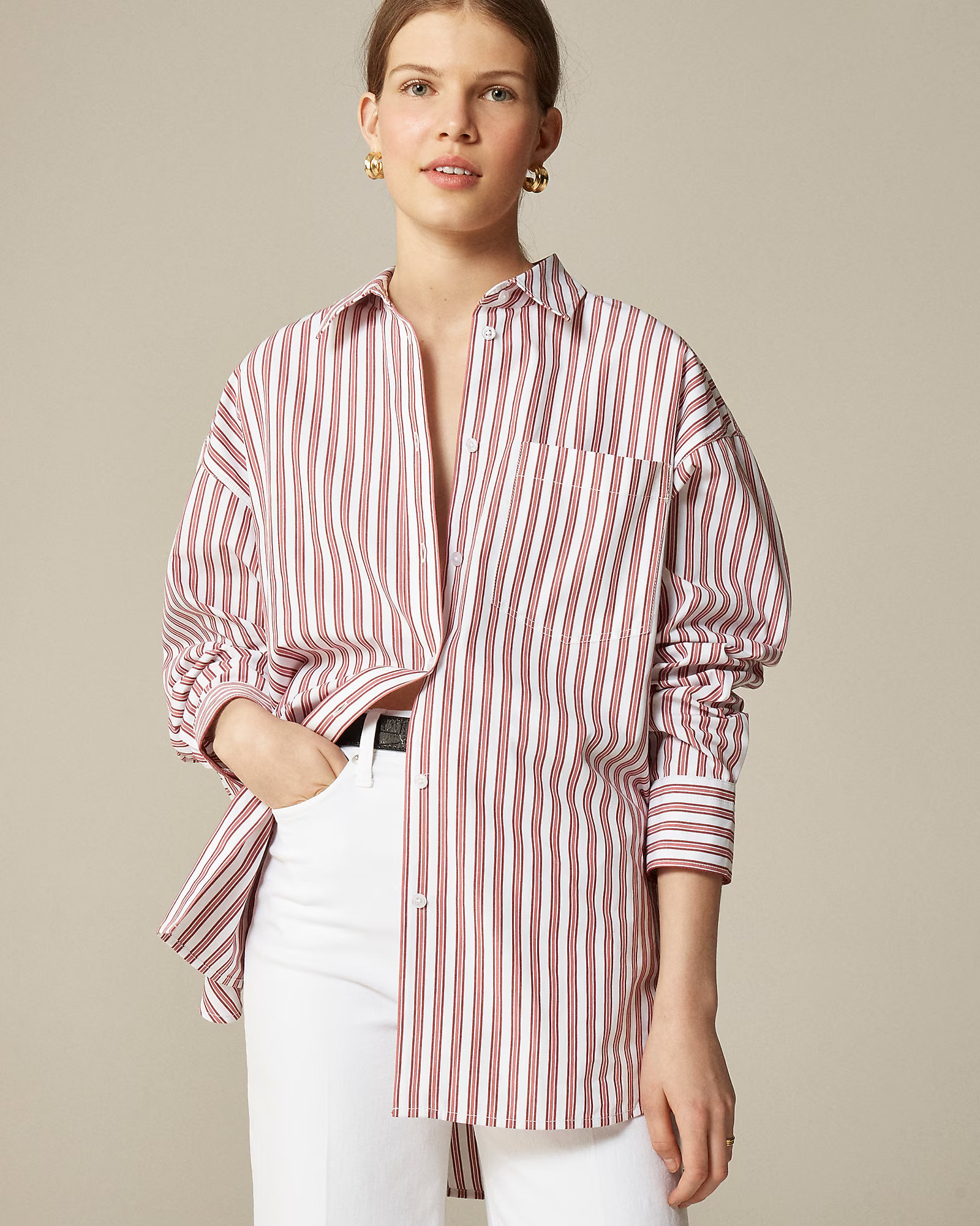 Étienne oversized shirt in striped cotton poplin | J. Crew US