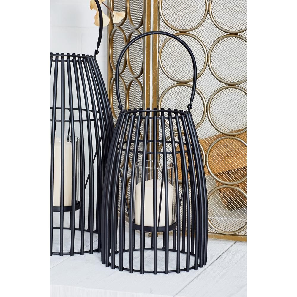 Black Cage-Inspired Candle Lantern with Handle | The Home Depot