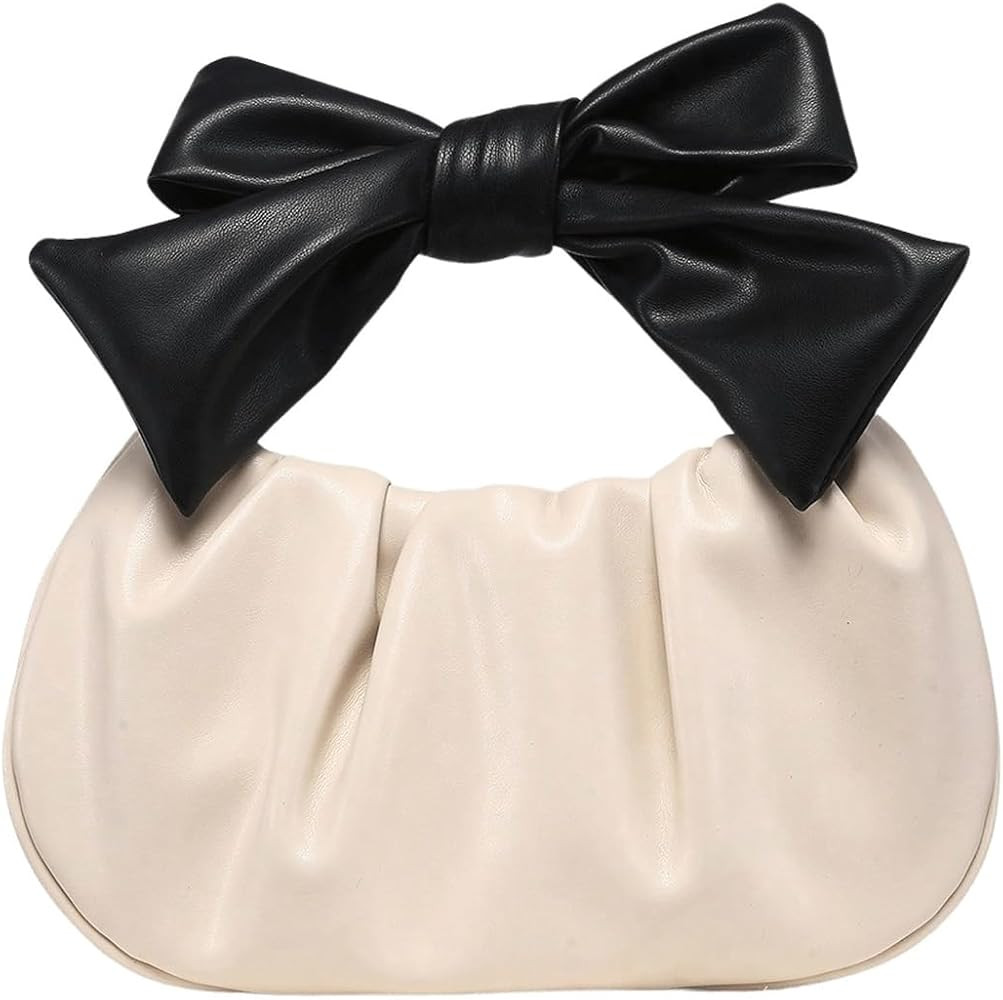QWINEE Women's Y2k Clutch Purse Bag Bowknot Dumpling Pouch Bag Mini Top Handle | Amazon (US)