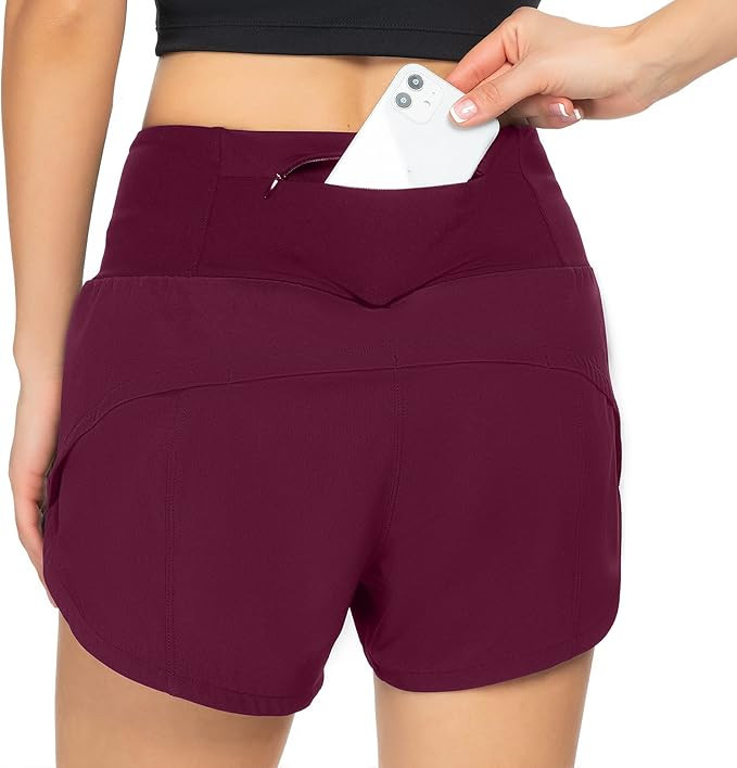 Rrosseyz Running Shorts for Women with Liner High Waisted Womens Athletic Shorts with Zip Pocket ... | Amazon (US)