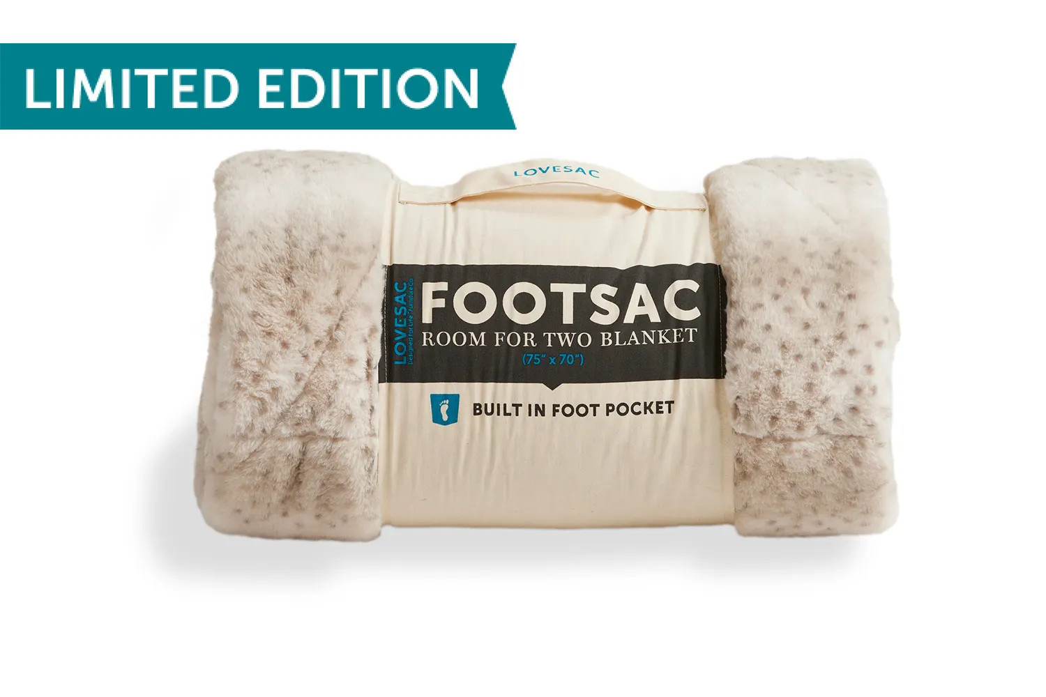 Lovesac - Room for Two Footsac Blanket: Snow Leopard Phur | Lovesac