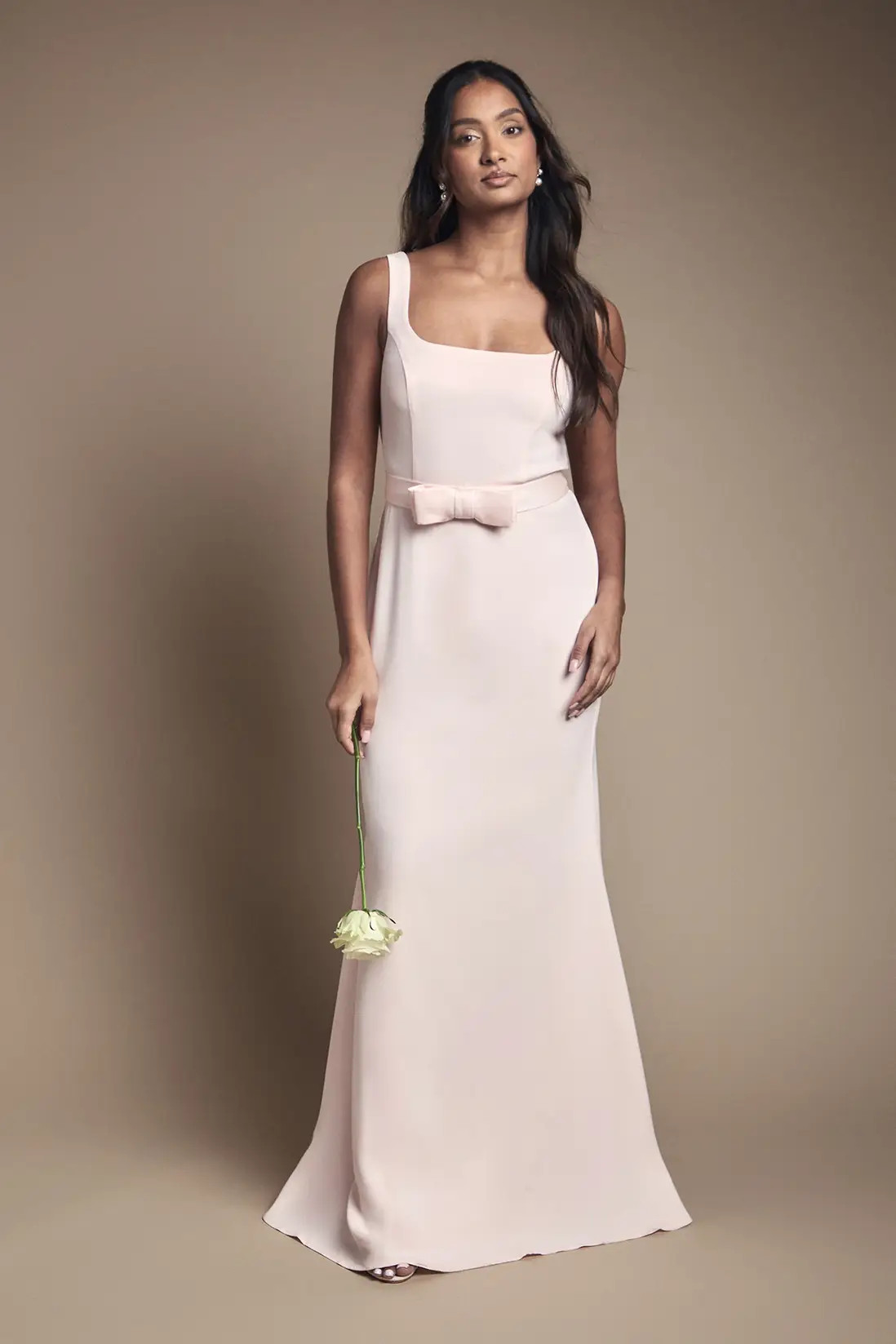 Square Neck Bow Detail Crepe Maxi Bridesmaid Dress | boohoo (US & Canada)