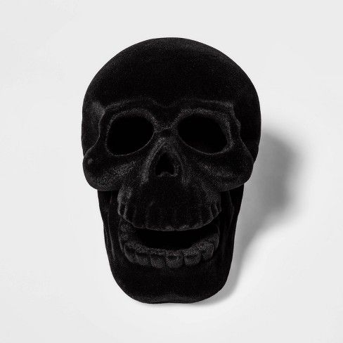 Black Resin Flocked Skull Halloween Decoration Small - Hyde & EEK! Boutique™ | Target