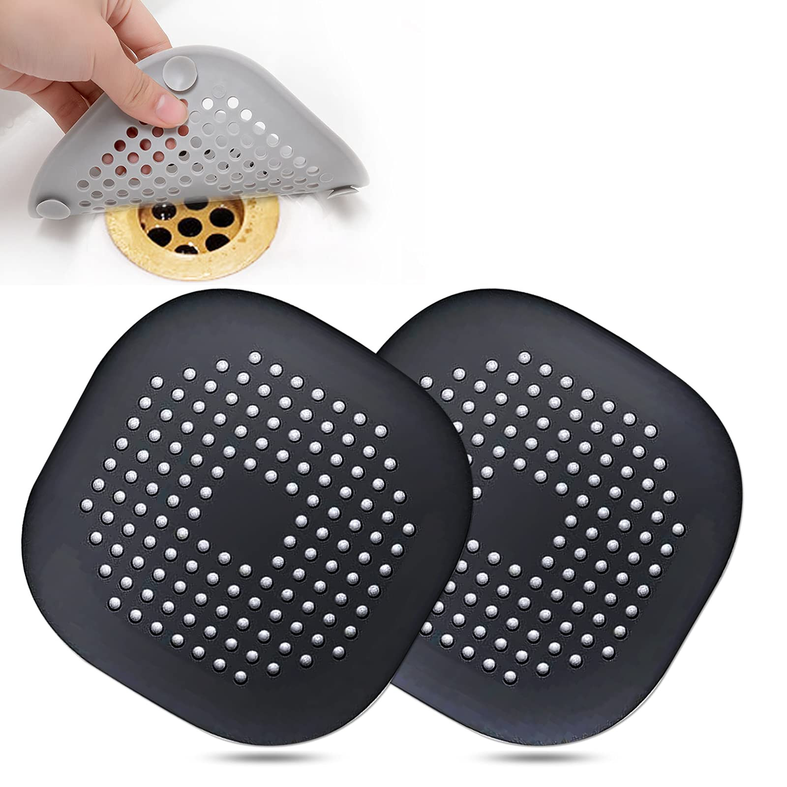 Hair Drain Catcher,Square Drain Cover for Shower Silicone Hair Stopper with Suction Cup,Easy to I... | Amazon (US)