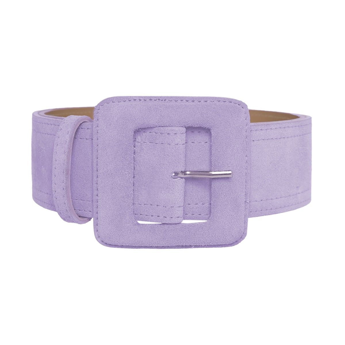 Suede Square Buckle Belt - Lavender | Wolf & Badger