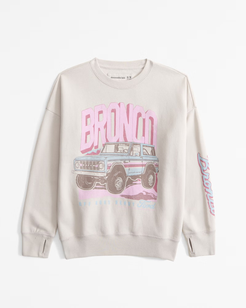 girls legging-friendly bronco graphic crew sweatshirt | girls tops | Abercrombie.com | Abercrombie & Fitch (US)