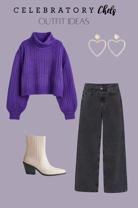 White western boots
Black jeans
Purple cable knit sweater
Heart earrings 
Statement jewelry 
Fall outfit
Winter outfit 


#LTKSeasonal #LTKstyletip #LTKshoecrush
