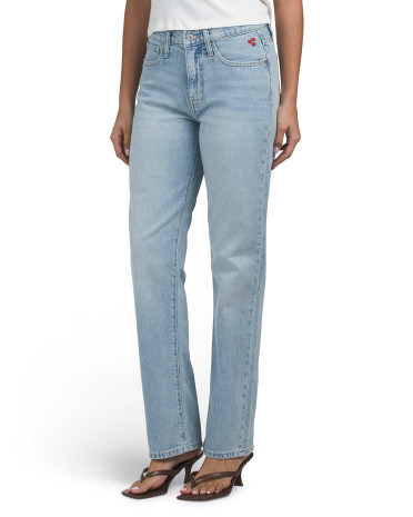 High Rise Zoe Straight Jeans With Embroidered Accents | TJ Maxx