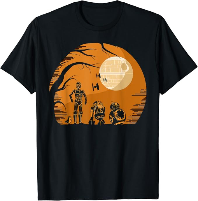 Amazon.com: Star Wars Droids Halloween Orange Hue Death Star Portrait T-Shirt : Clothing, Shoes &... | Amazon (US)