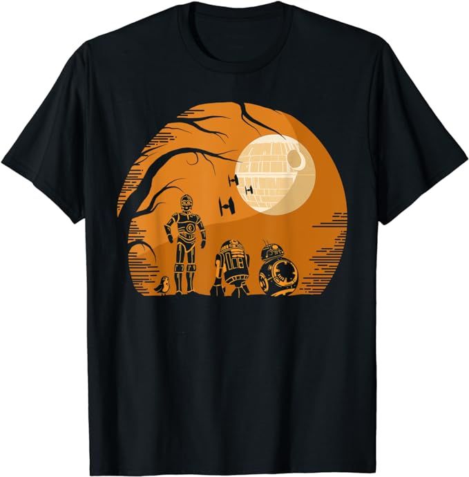Amazon.com: Star Wars Droids Halloween Orange Hue Death Star Portrait T-Shirt : Clothing, Shoes &... | Amazon (US)