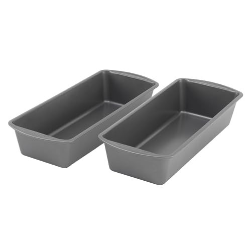 GoodCook Set of 2 Extra Large 13" x 5" Nonstick Steel Bread Loaf Pans, Gray - Set of Two Loaf Pans, Even Heat Distribution, Scratch-Resistant Nonstick Coating, Durable Construction, Easy to Clean | Amazon (US)