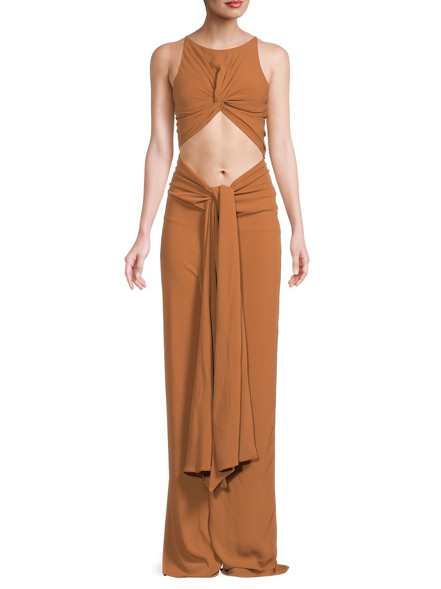 Andrea Iyamah Women's Aminata Cutout Knot Jumpsuit - Brass - Size L | Saks Fifth Avenue OFF 5TH