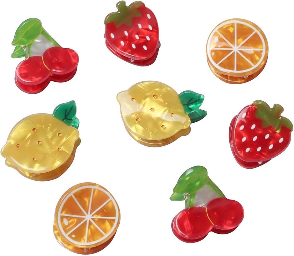8PK Mini Fruit Hair Claw Clips for Girls Cute Cherry Lemon Strawberry Orange Hair Clip Fun Summer... | Amazon (US)