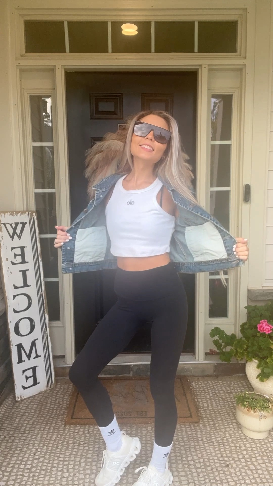 Athleisure but make it mom-life: Lululemon leggings, Alo crop tank, denim jacket + On Clouds → comfy enough for errands, cute enough for sanity coffee runs ☕️👟

Top: Small
Leggings: Size 2
Jacket: Mediumm

#LTKActive #LTKFamily #LTKSeasonal