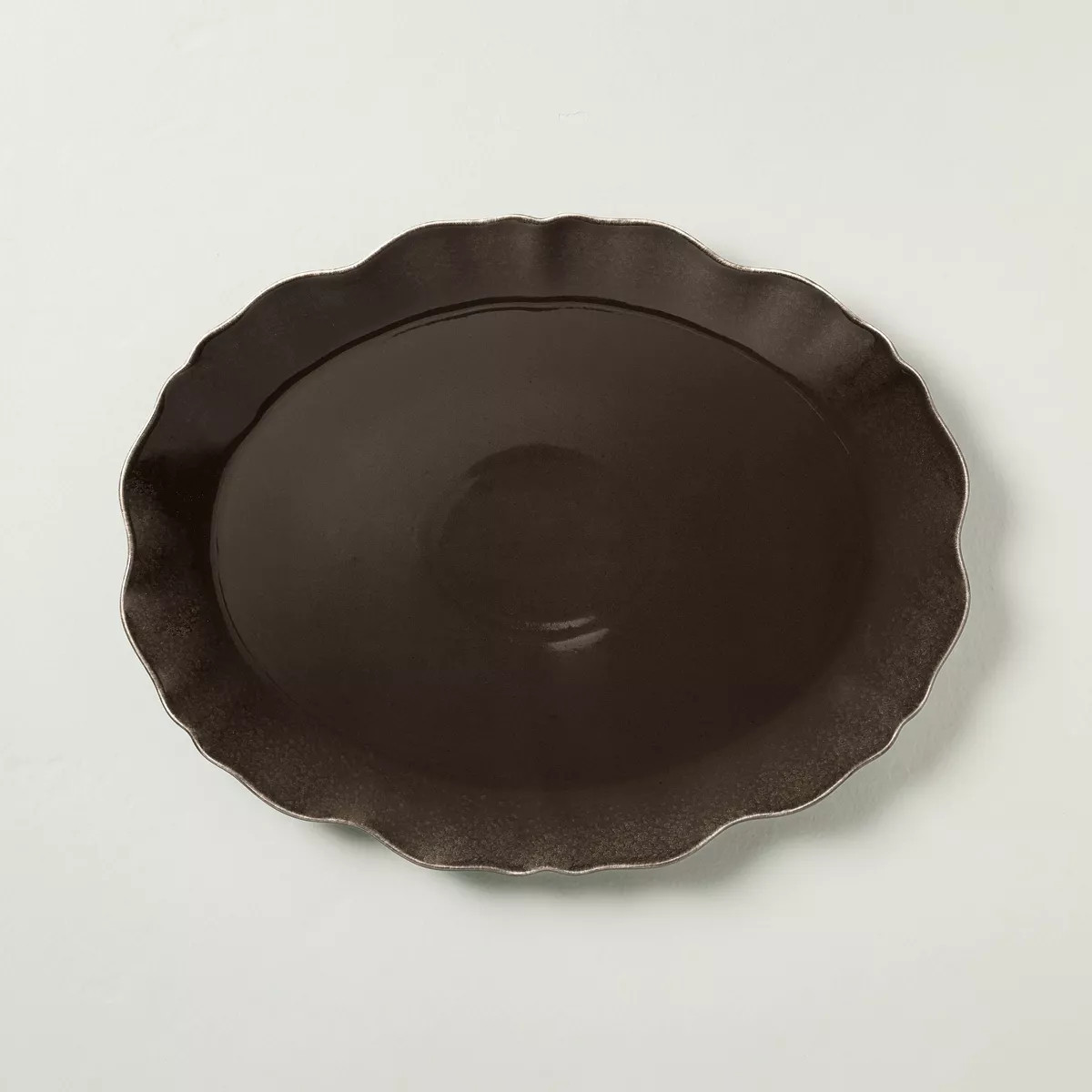 Ceramic Wavy Edge Serving Platter Brown - Hearth & Hand™ with Magnolia | Target