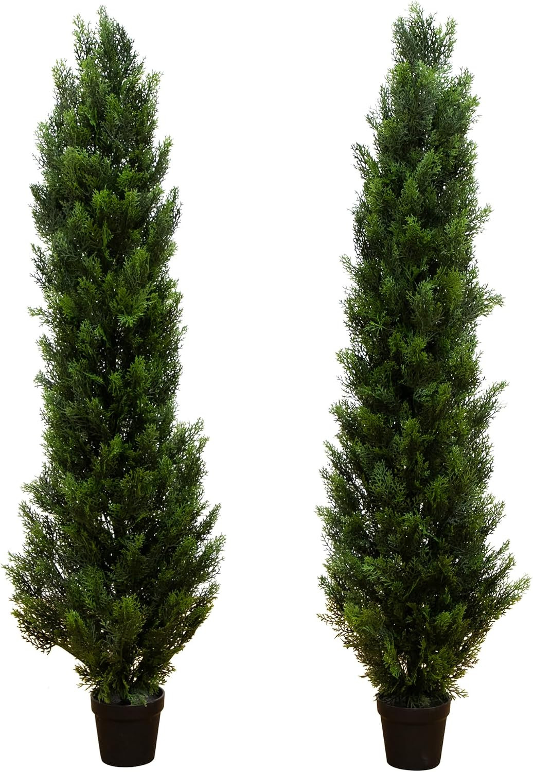 Nearly Natural 5ft Cedar Topiary Artificial Trees - UV Resistant, Realistic Green Foliage, Cone Shaped, Indoor/Outdoor Decor, Set of 2 | Amazon (US)