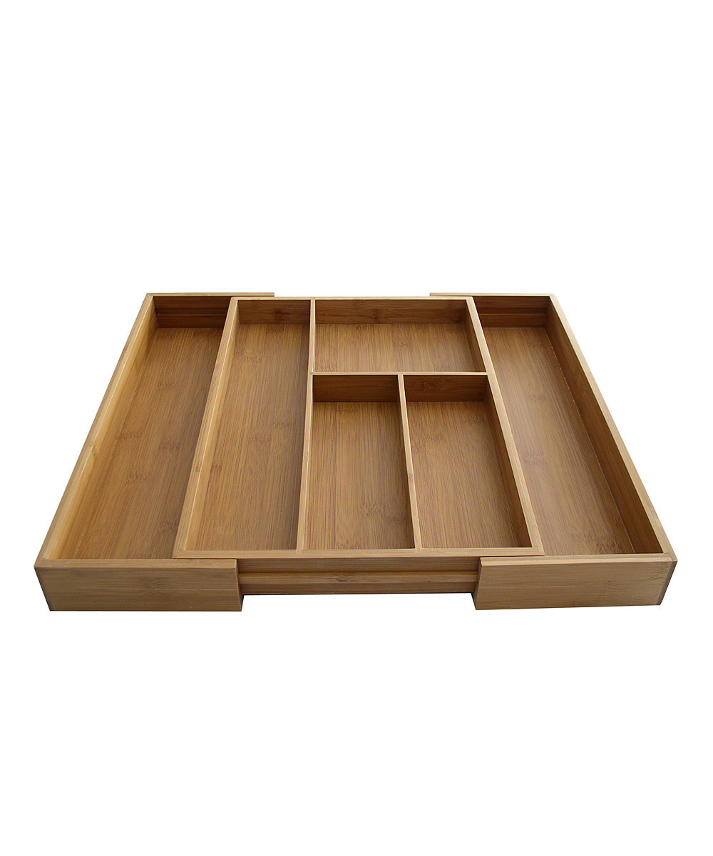 Axis Organizers Drawer Organizers brown - Bamboo Expandable 16.5'' Cutlery Drawer Organizer | Zulily