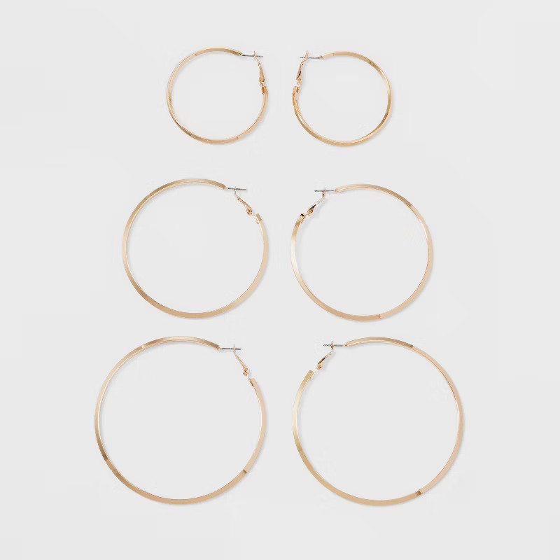 Hoop Earrings 3pc - A New Day™ Gold | Target