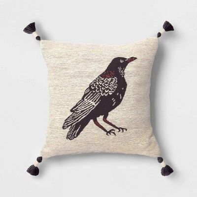 Woven Raven Square Throw Pillow Black - Threshold&#8482; | Target