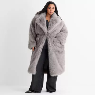 new!Ashley Graham Womens Plus Faux Fur Coat | JCPenney