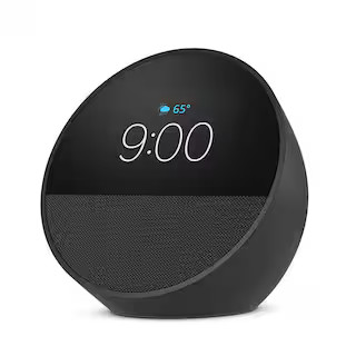 Echo Spot (2024 Release) Smart Alarm Clock with Vibrant Sound Plus Alexa, Black | The Home Depot