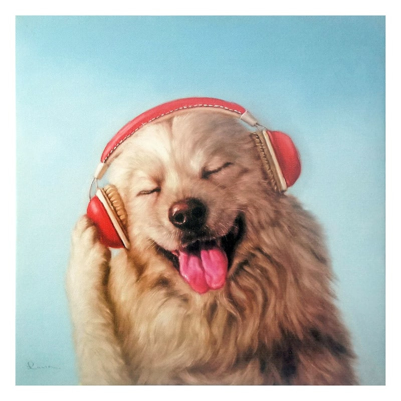 Dog with Headphones Canvas Wall Art, 12" | At Home