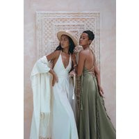 Goddess Dress Boho Bridesmaid Organic Sage Colour Wedding Guest Dresses For Women Bohemian Slip Prom | Etsy (US)