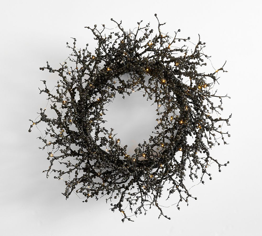 Faux Lit Black Berry Wreath | Pottery Barn (US)