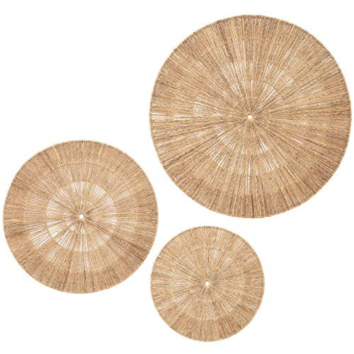 VONKA Large Wall Decor, Set of 3pcs Oversized Flat Seagrass Wall Art, Bohemian Woven Hanging Wall De | Amazon (US)