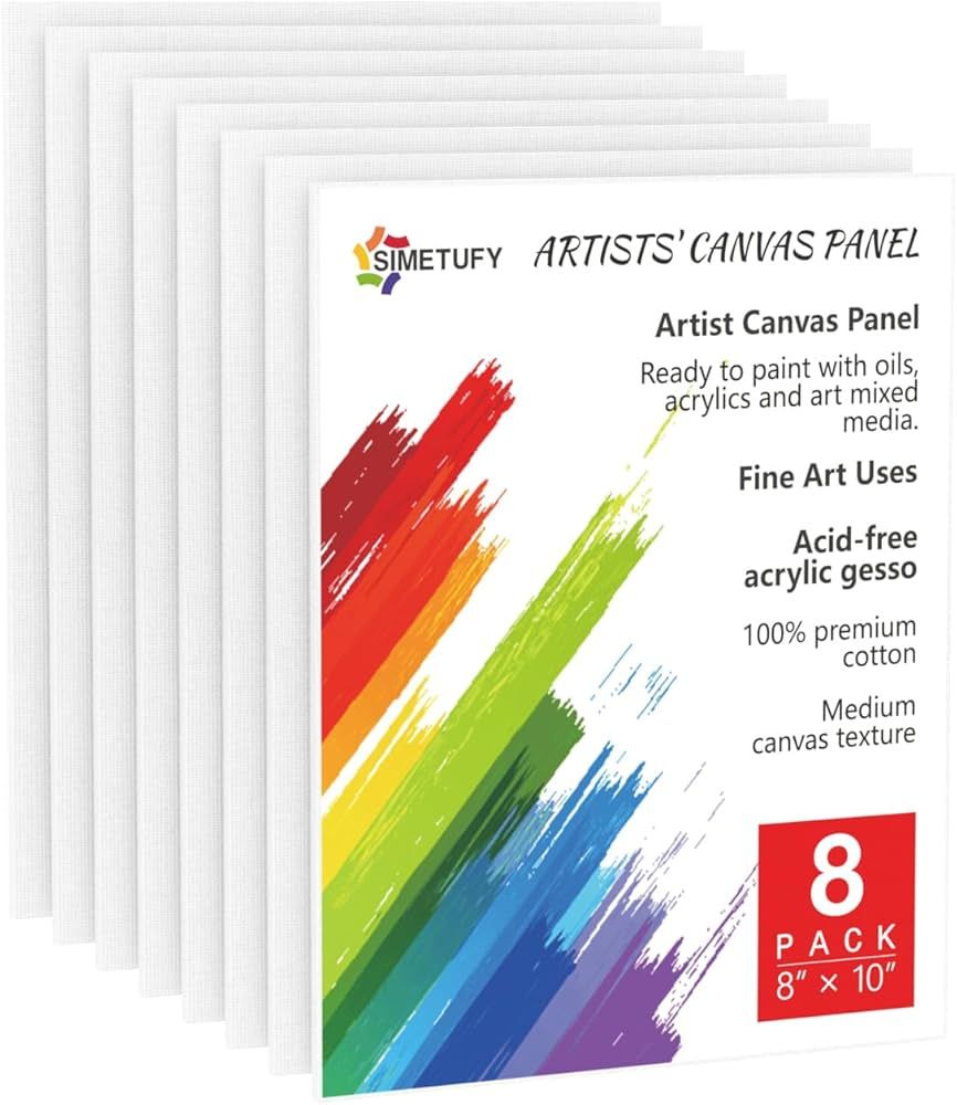 8 Pack 8x10 Inch Canvases for Painting, Blank Canvas Boards for Painting-Gesso Primed Acid-Free 1... | Amazon (US)