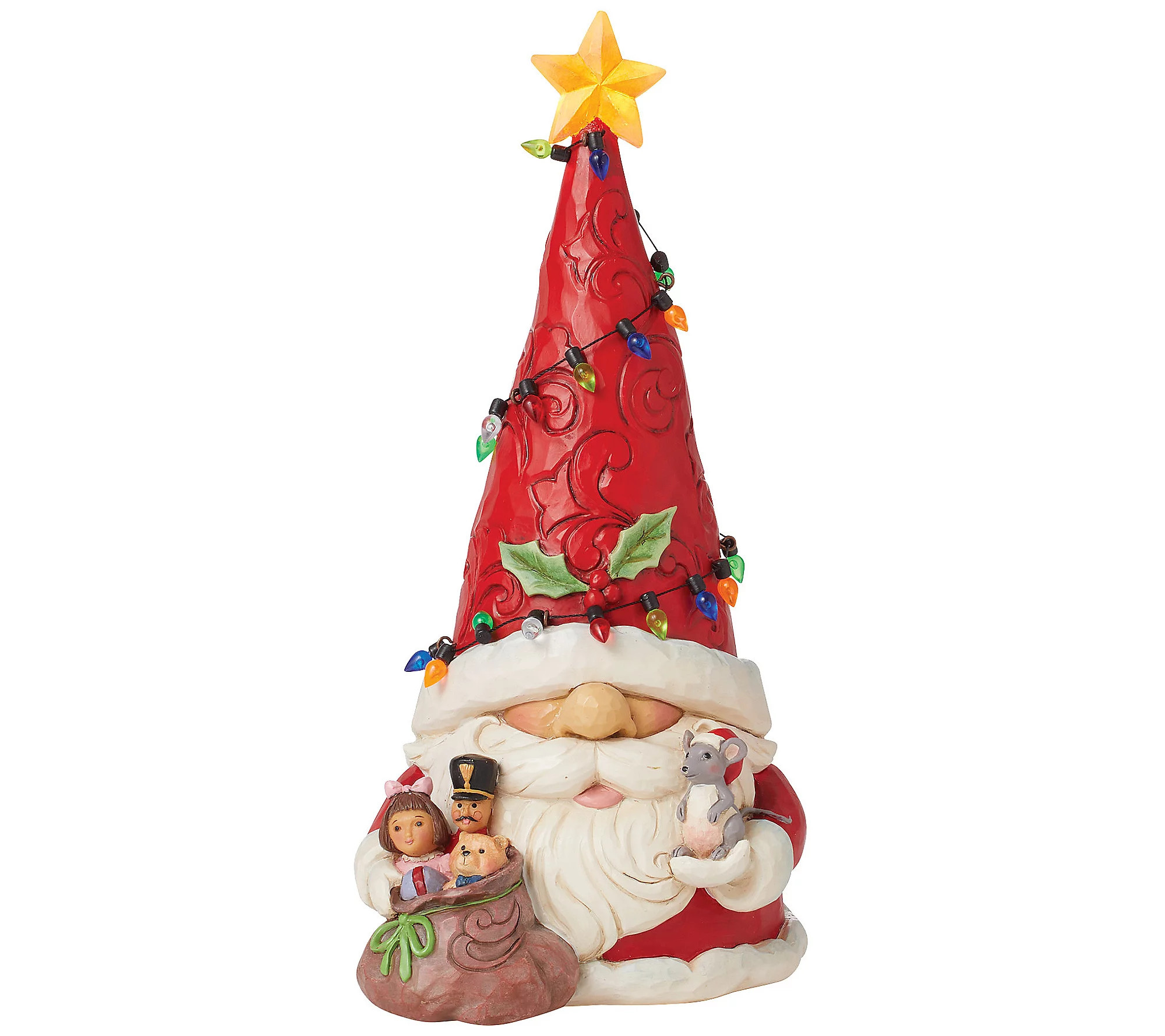 Jim Shore Gnome Santa Wrap in Lights Fig | QVC