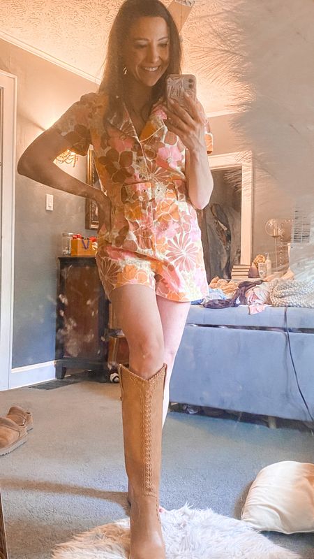 Girls night out
Happy hour
Romper
Floral romper
Western outfit 
Spring outfit 
Summer outfit 
Outfit for spring
Outfit for summer 
Leather boots
Brown boots
Festival outfit 

#LTKSeasonal #LTKFestival #LTKstyletip