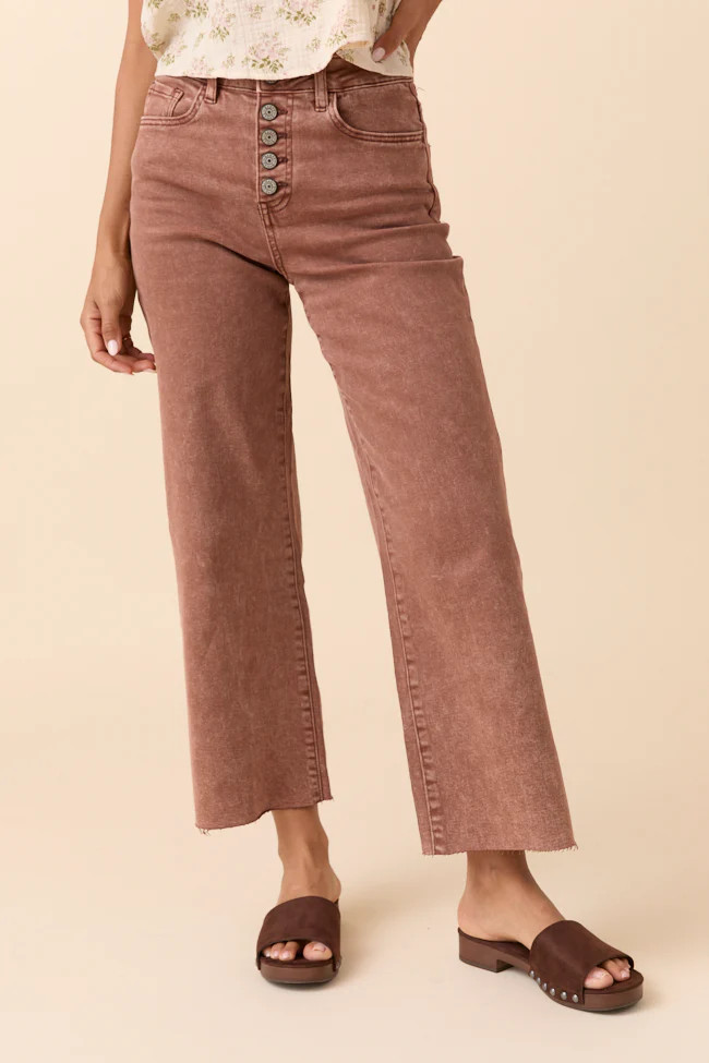 Malia Cappuccino High Rise Wide Leg Jeans | Pink Lily