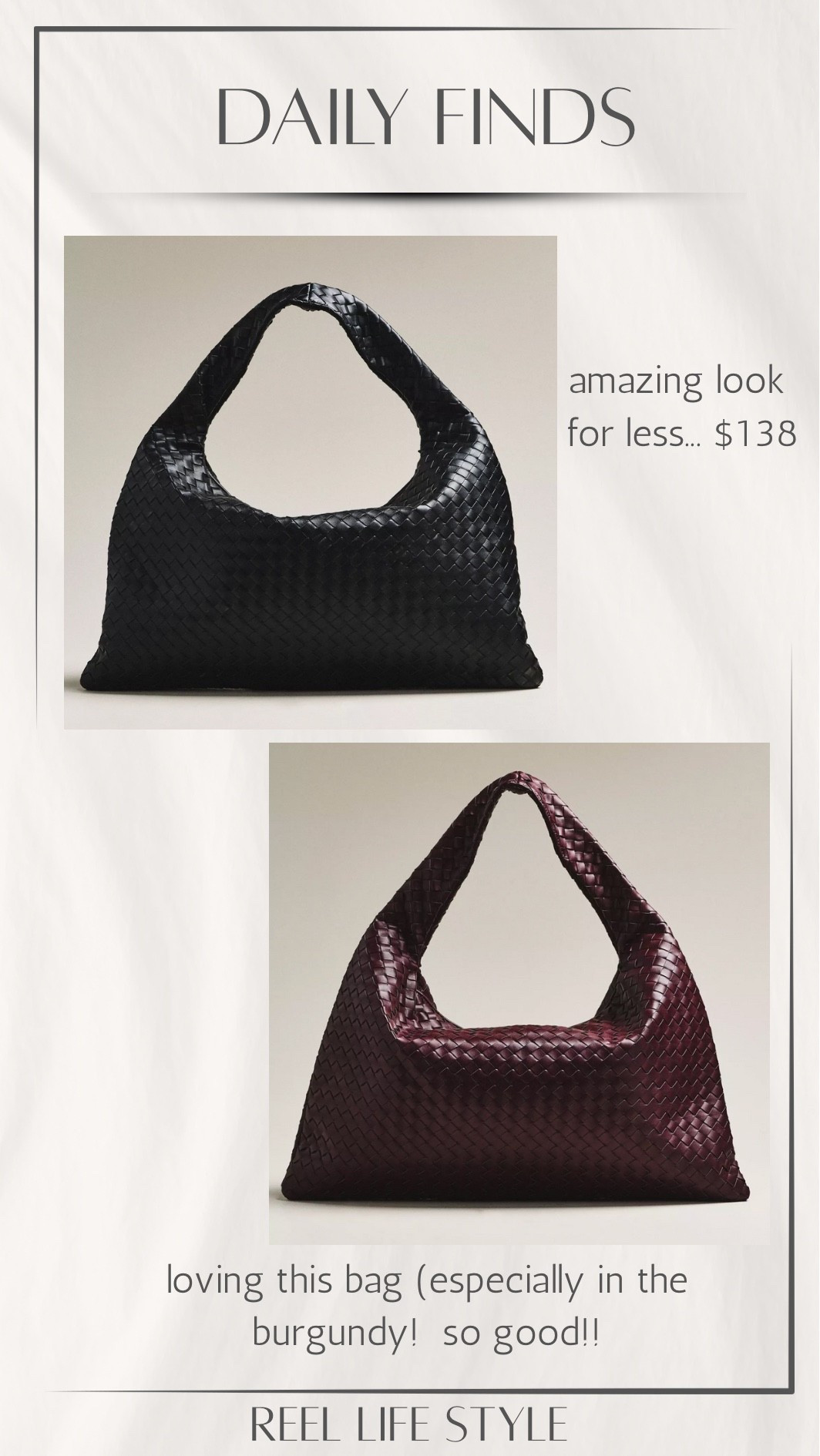 Fall is the perfect time to elevate your look without breaking the bank 🍂 This designer look for less handbag is giving major luxury vibes for only $138 — and yes, it looks just like the high-end version 👀✨ Available in gorgeous fall colors like burgundy, forest green, and classic black, it’s the ultimate affordable luxury handbag for 2025. I’ve definitely got my eye on the burgundy — it’s the perfect rich tone for the season! 💼💋

#fallhandbags #designerdupe #lookforless #affordableluxury #fallstyle #fashionfinds #ltkfashion #ltkunder150 #luxurylookforless #falltrends2025