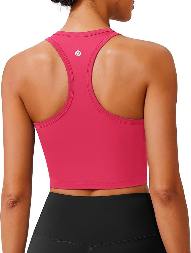 PINSPARK Sports Bra Longline Racerback Tank Tops for Women Padded Workout Yoga Top | Amazon (US)